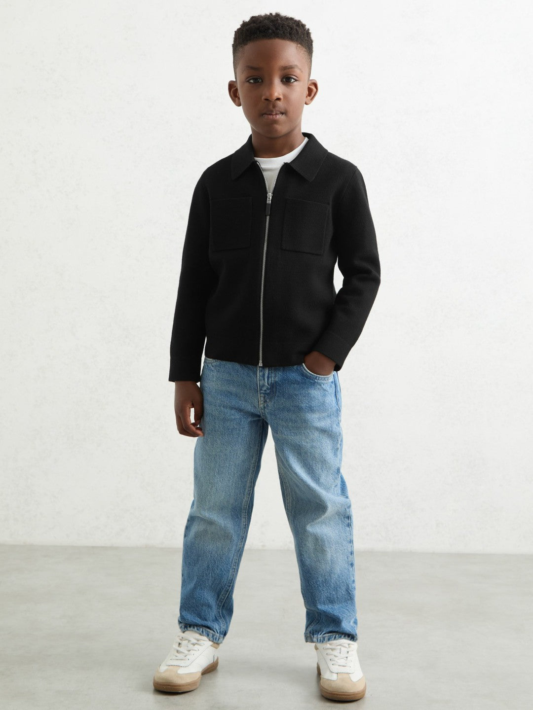 9-13 yrs Knitted Zip-Through Cardigan Black | Children & Baby