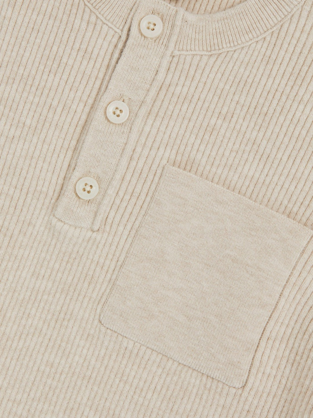 3-9 yrs Cotton-Blend Rib-Knit Henley Top Oatmeal Melange | Children & Baby