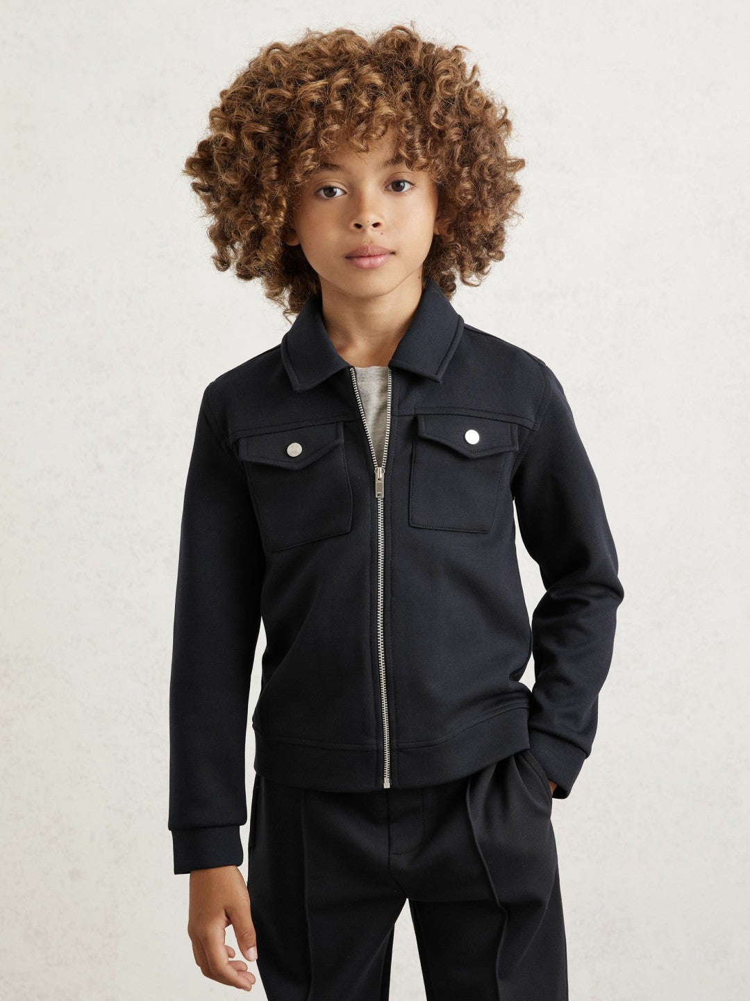 9-13 yrs Interlock Zip Through Overshirt Navy Blue | Children & Baby