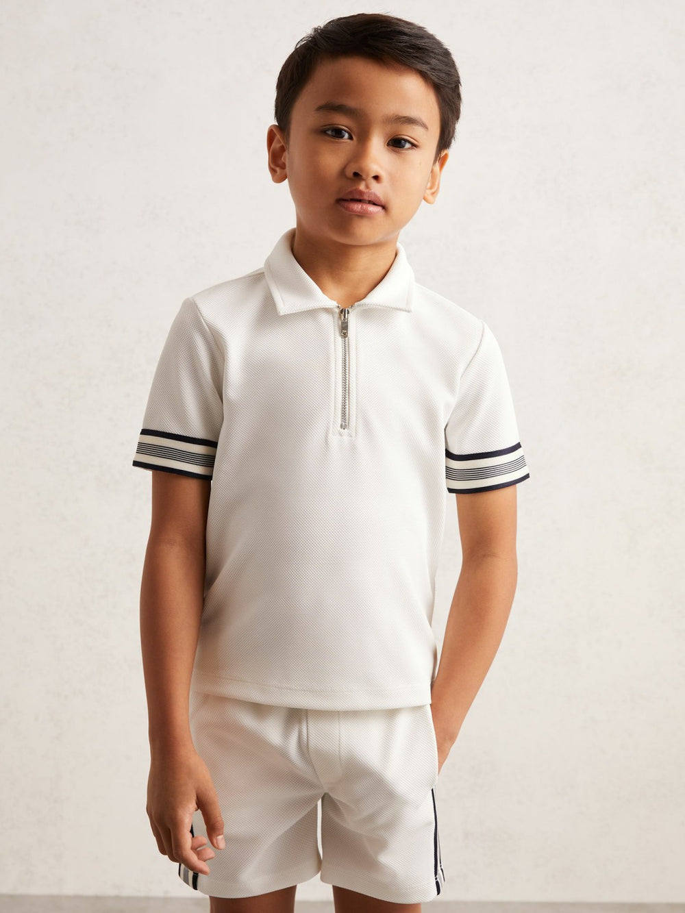 3-9 yrs Textured Half Zip Polo Shirt White | Children & Baby