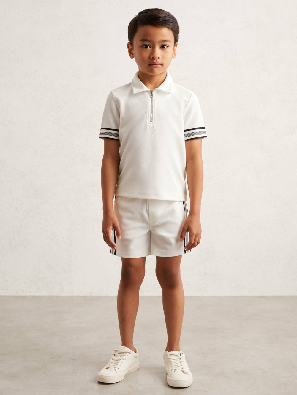3-9 yrs Textured Half Zip Polo Shirt White | Children & Baby