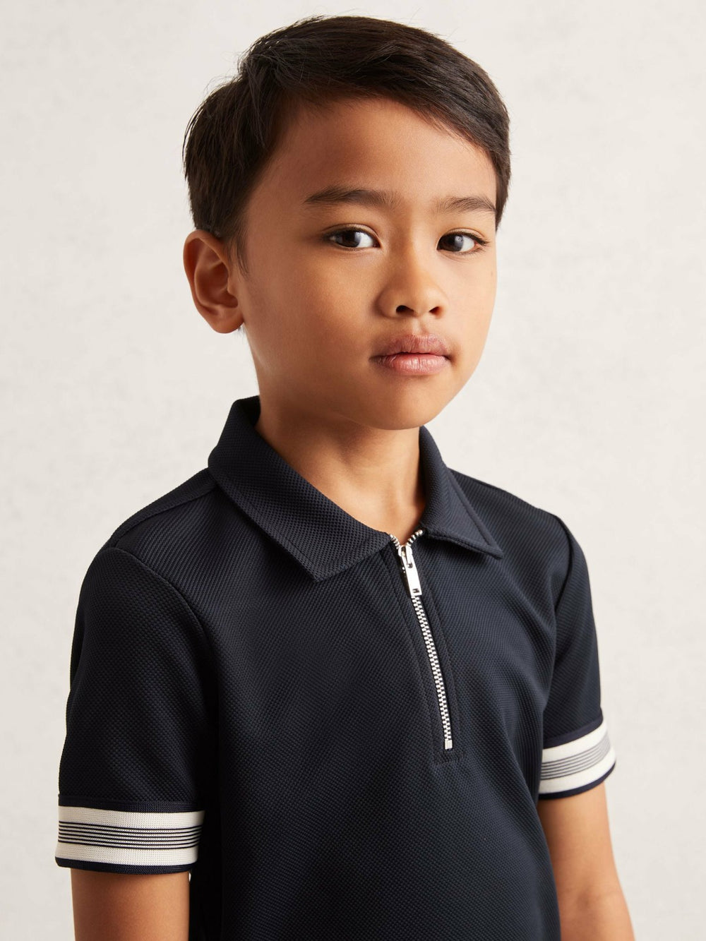3-9 yrs Textured Half Zip Polo Shirt Navy Blue | Children & Baby