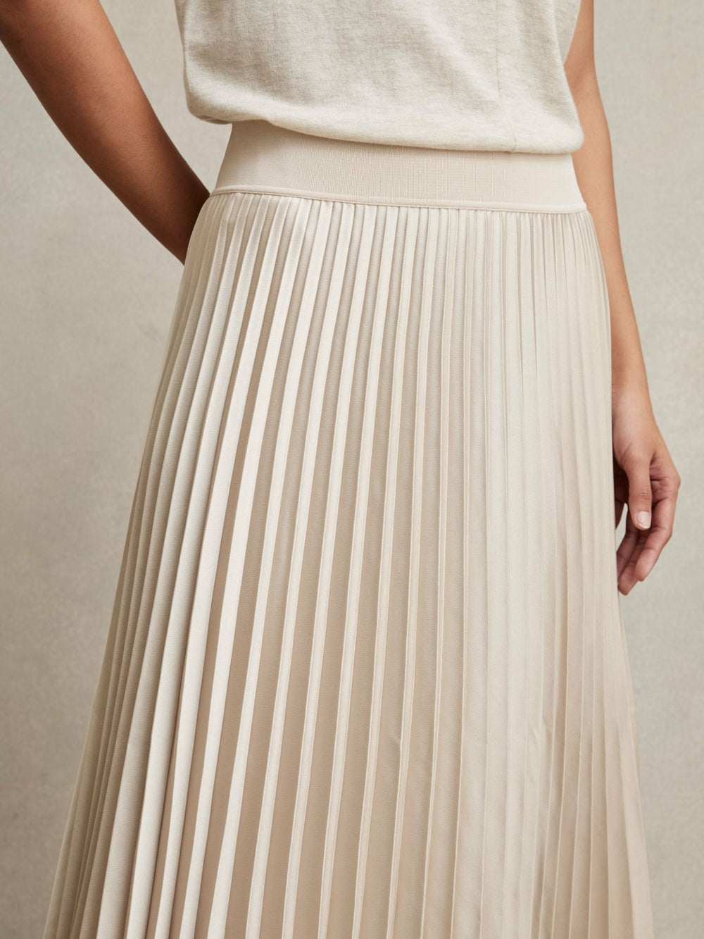 Pleated Midi Skirt Champagne Neutral | Women