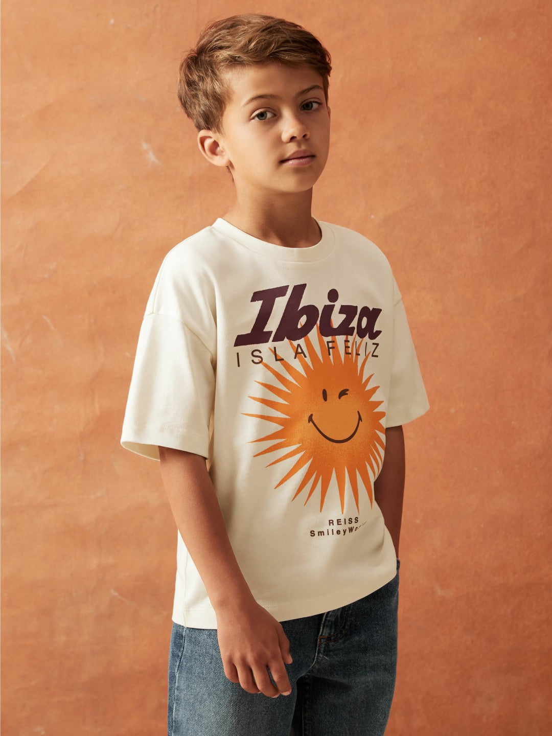 3-9 yrs SmileyWorld Sun Motif T-Shirt Off White | Children & Baby