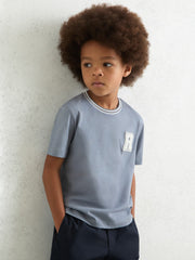 9-13 yrs Cotton Letter Patch T-Shirt Airforce Blue | Children & Baby