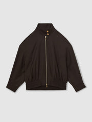 Wool Bomber Jacket Chocolate Brown | Women