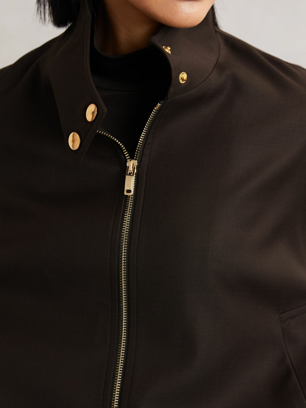 Wool Bomber Jacket Chocolate Brown | Women