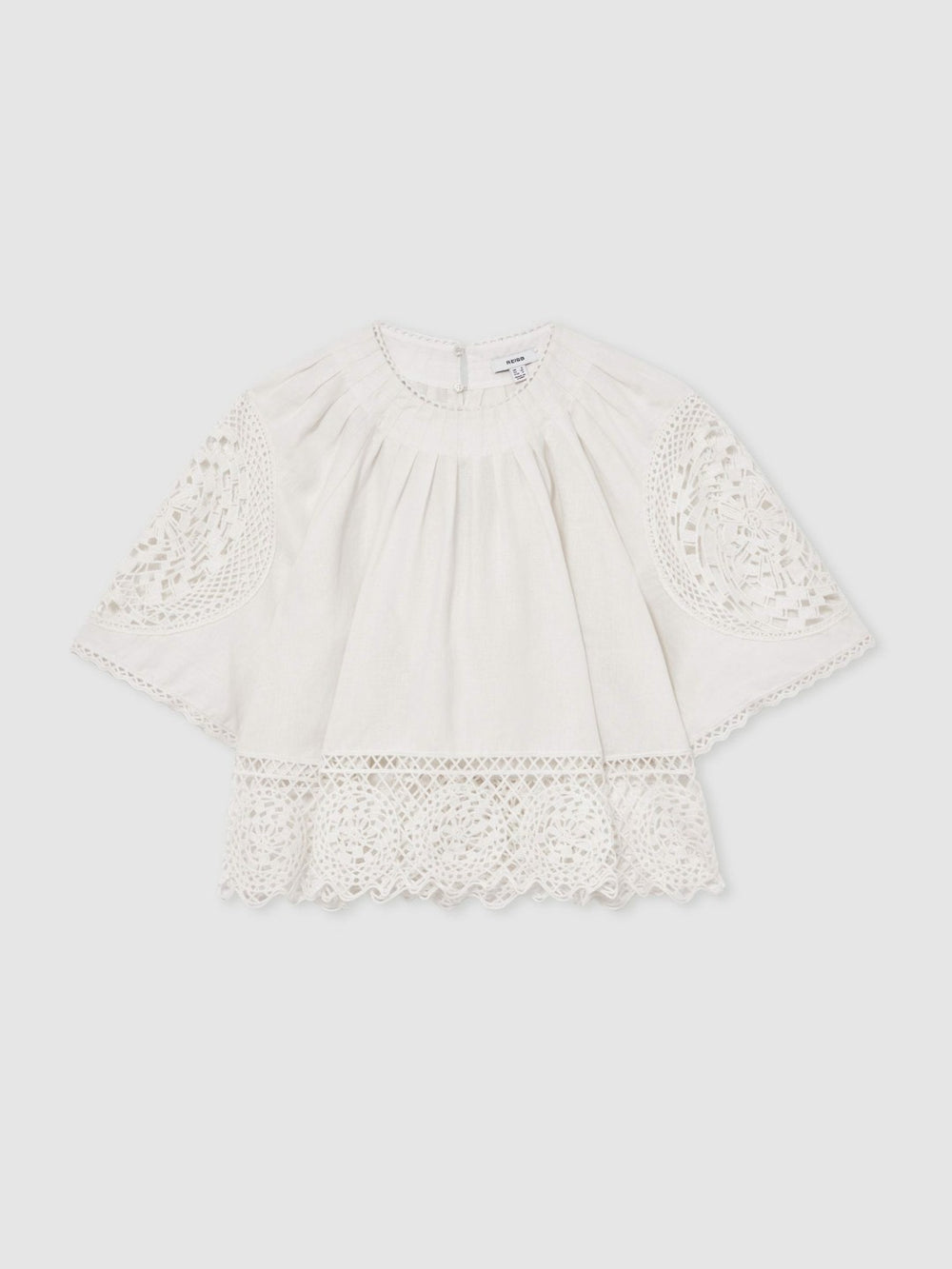 Linen Embroidered Swing Top Ivory | Women