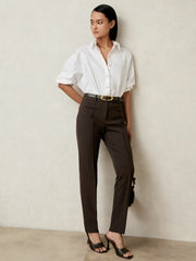 Pintuck Tapered Trousers Chocolate Brown | Women
