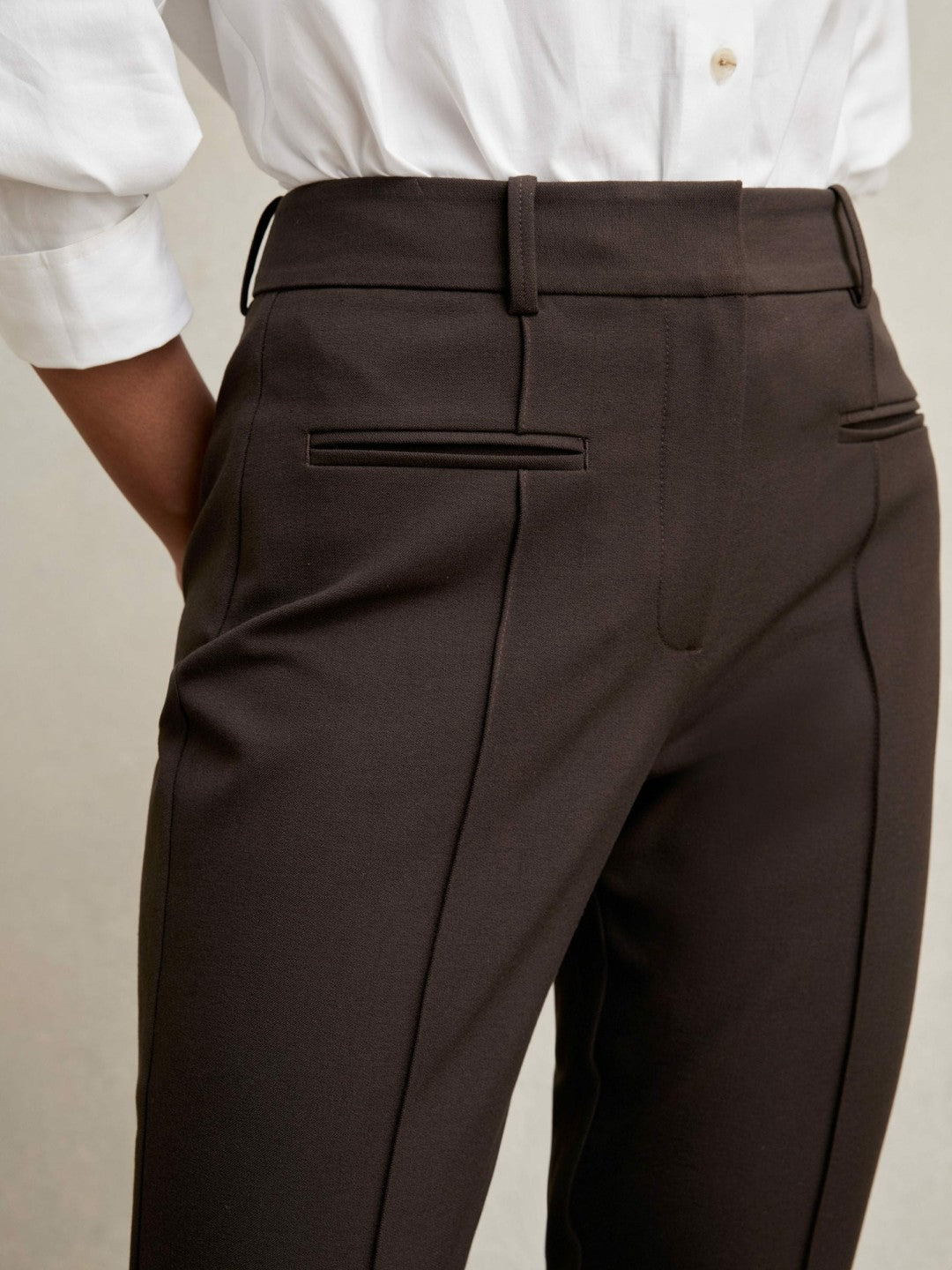 Pintuck Tapered Trousers Chocolate Brown | Women
