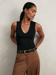 V-Neck Sleeveless Bodysuit Black | Women