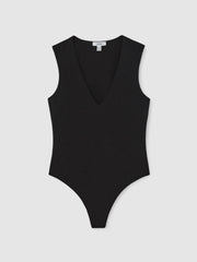 V-Neck Sleeveless Bodysuit Black | Women