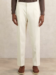 Tapered Drawstring Tailored Trousers Ecru | Men