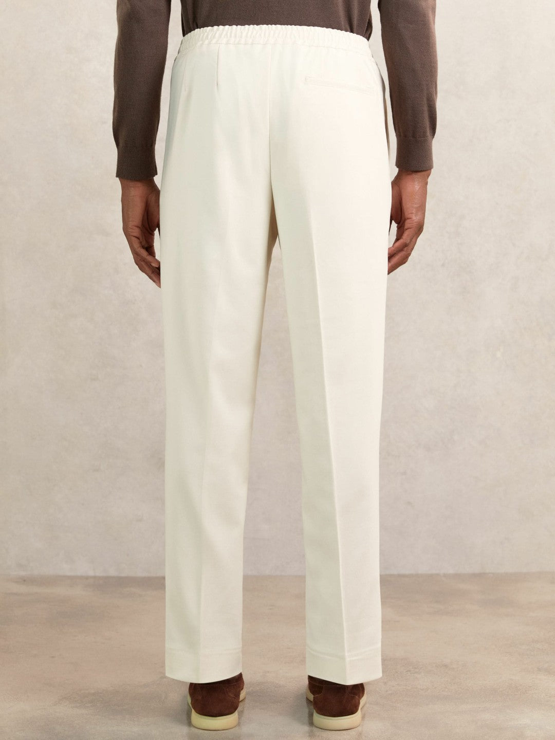 Tapered Drawstring Tailored Trousers Ecru | Men