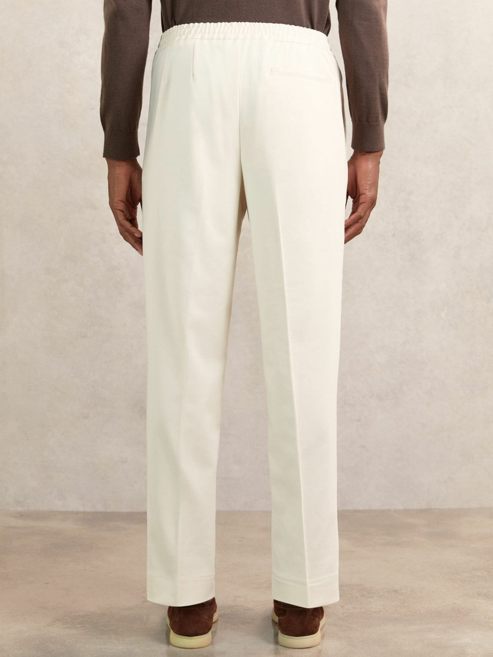 Tapered Drawstring Tailored Trousers Ecru | Men