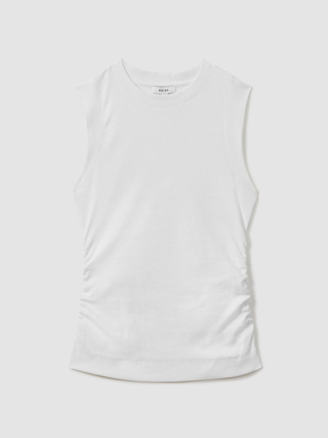 Ribbed Ruched Waist Vest White | Women