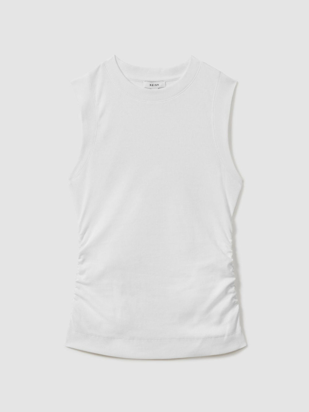 Ribbed Ruched Waist Vest White | Women