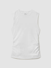 Ribbed Ruched Waist Vest White | Women
