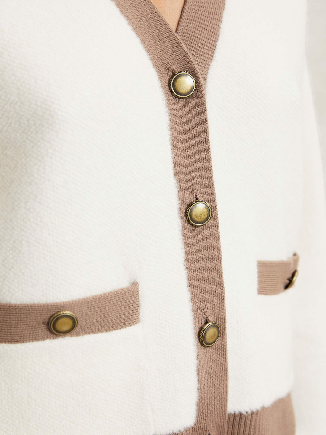 Wool Colourblock Cardigan Cream/Neutral | Women