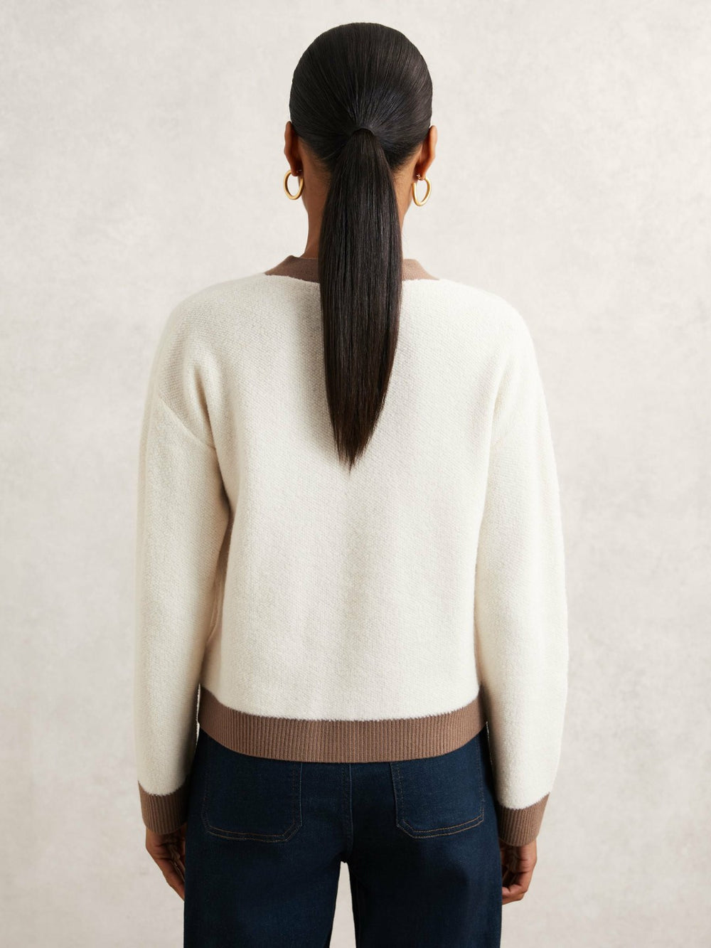 Wool Colourblock Cardigan Cream/Neutral | Women