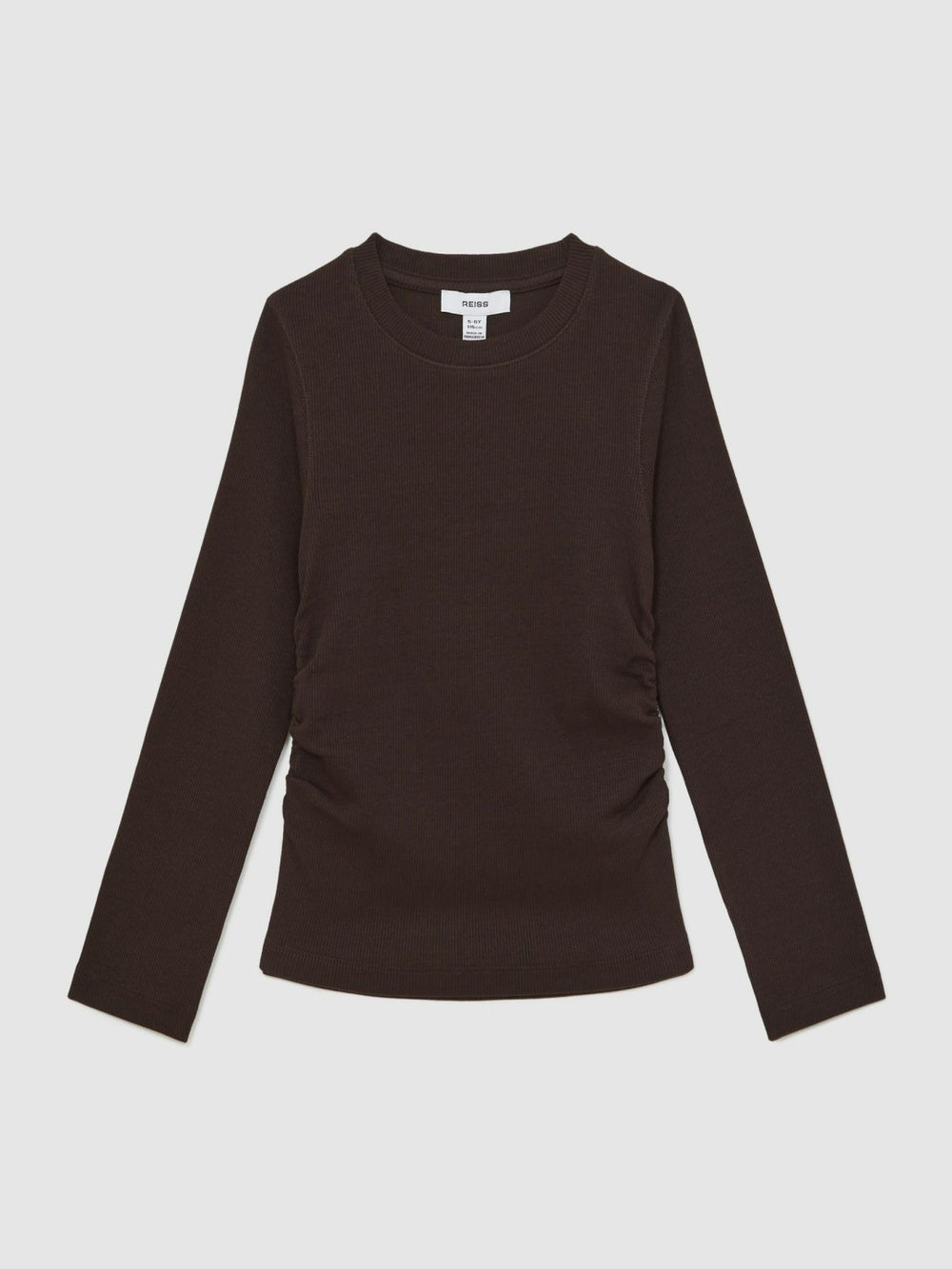 4-9 yrs Cotton Ruched Long-Sleeve T-Shirt with Stretch Chocolate | Children & Baby