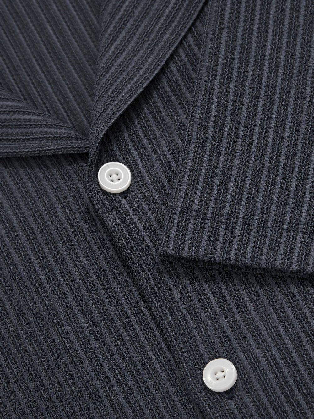 Textured-Stripe Cuban-Collar Shirt Petrol Blue | Men