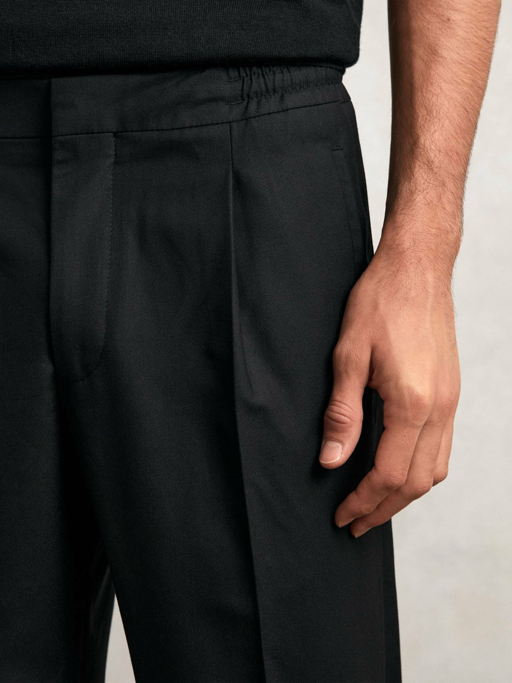 Tapered Drawstring Tailored Trousers Black | Men