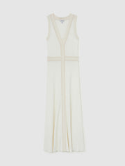 Craft-Stitch Knitted Midi Dress Ivory | Women