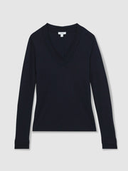 Jersey V-Neck Top Navy | Women