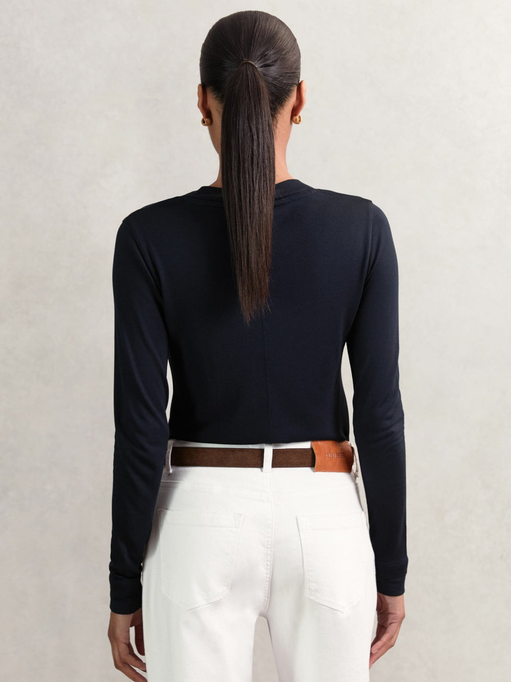 Jersey V-Neck Top Navy | Women