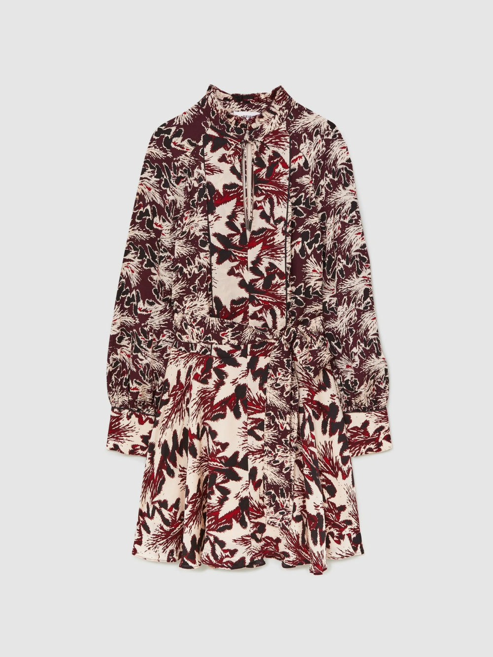 Printed Tie-Waist Flippy Mini Dress Burgundy/Cream | Women