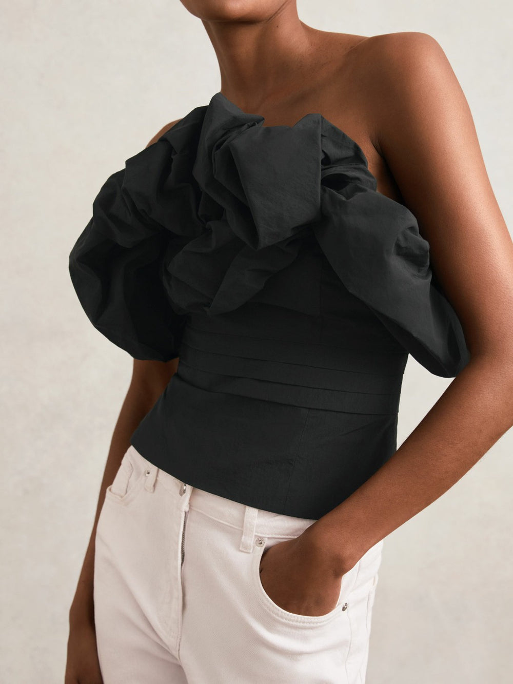 Sculptural Strapless Top Black | Women