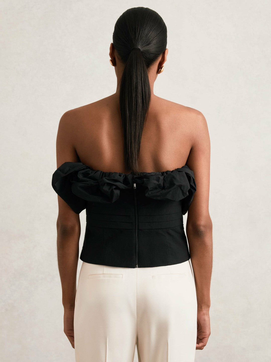 Sculptural Strapless Top Black | Women