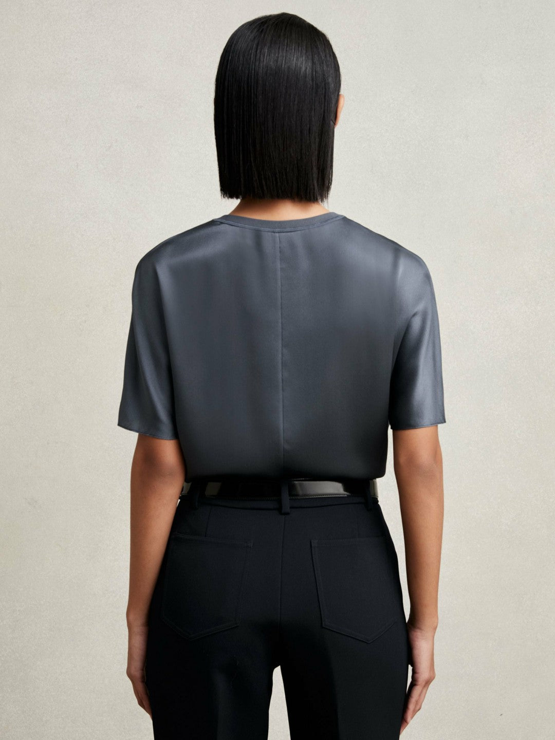 Silk Short-Sleeve Top Blue | Women