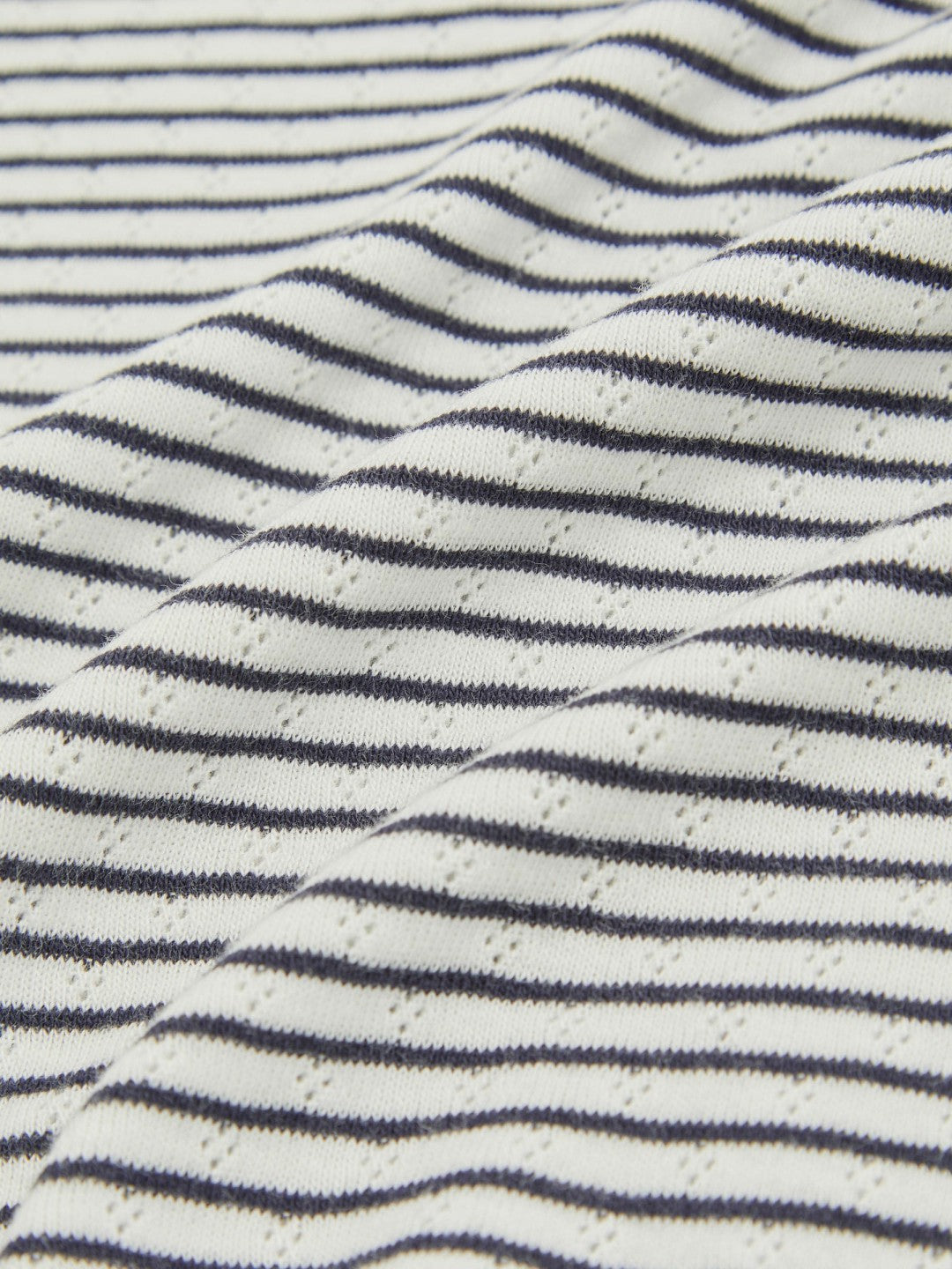 9-13 yrs Cotton Pointelle Long Sleeve Top Navy/White | Children & Baby