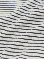 9-13 yrs Cotton Pointelle Long Sleeve Top Navy/White | Children & Baby