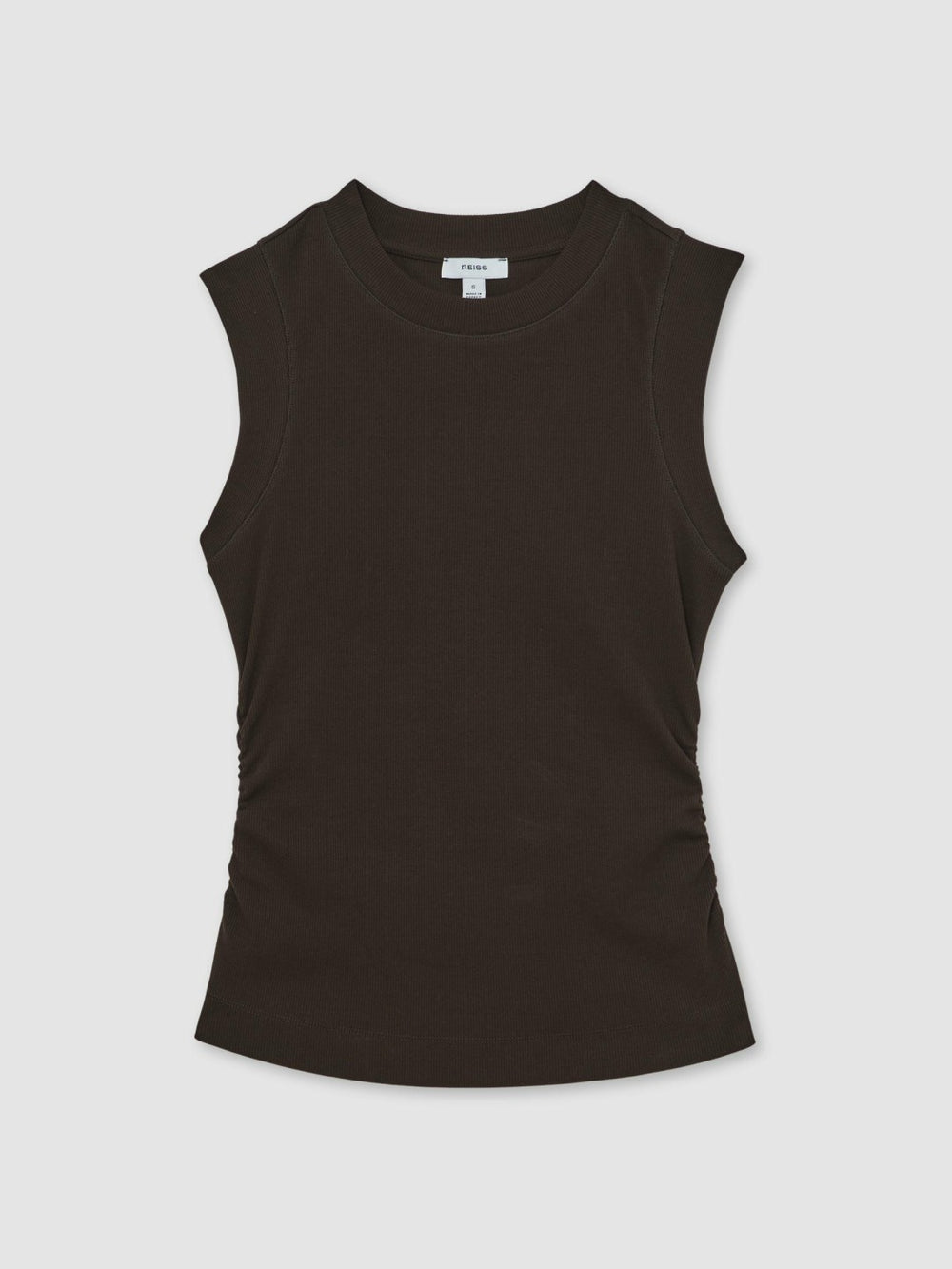 Ribbed Ruched Waist Vest Chocolate | Women