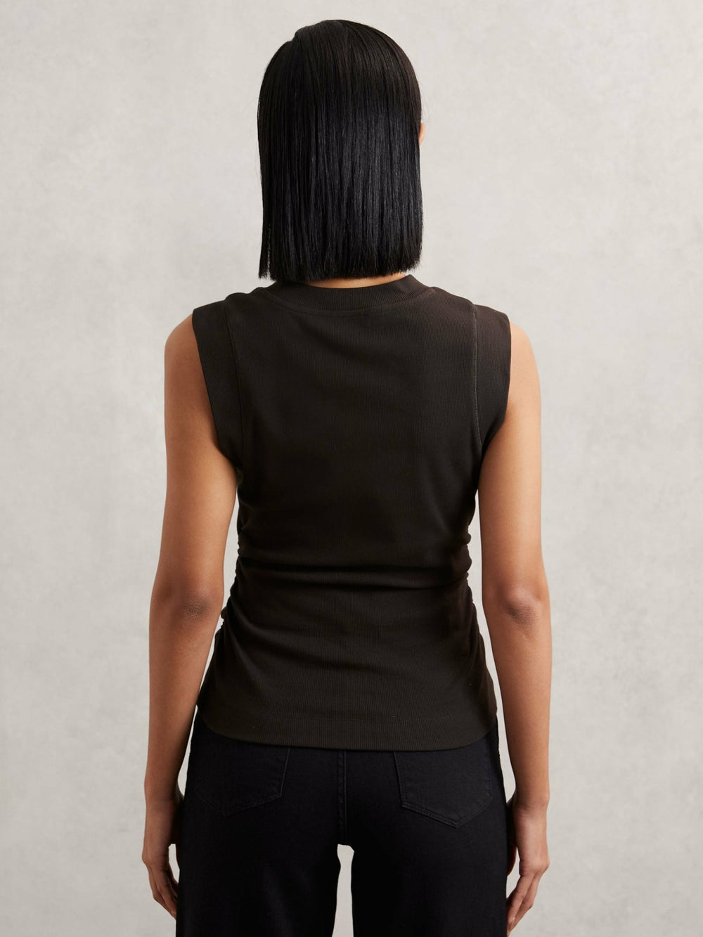 Ribbed Ruched Waist Vest Chocolate | Women