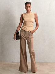 Fine-Rib Ruched Vest Top Camel | Women