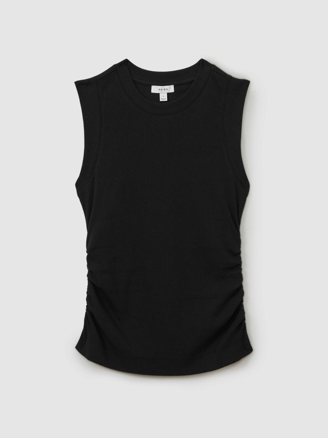 Ribbed Ruched Waist Vest Black | Women