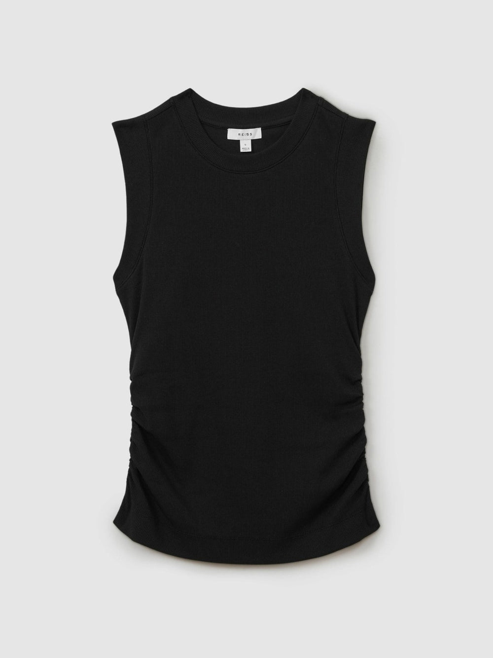 Ribbed Ruched Waist Vest Black | Women