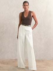 Leather Elongated-Buckle Skinny Belt Black | Women