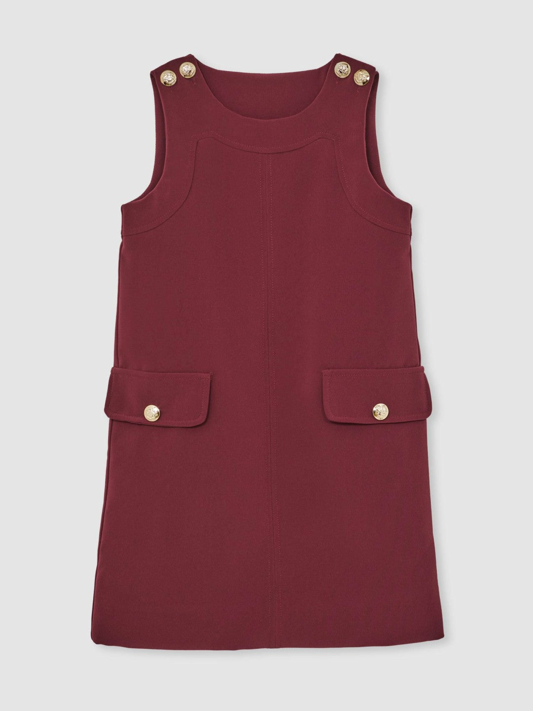 13-14 yrs Button-Detail Sleeveless Shift Dress Berry | Children & Baby