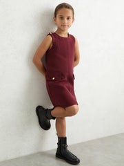 13-14 yrs Button-Detail Sleeveless Shift Dress Berry | Children & Baby