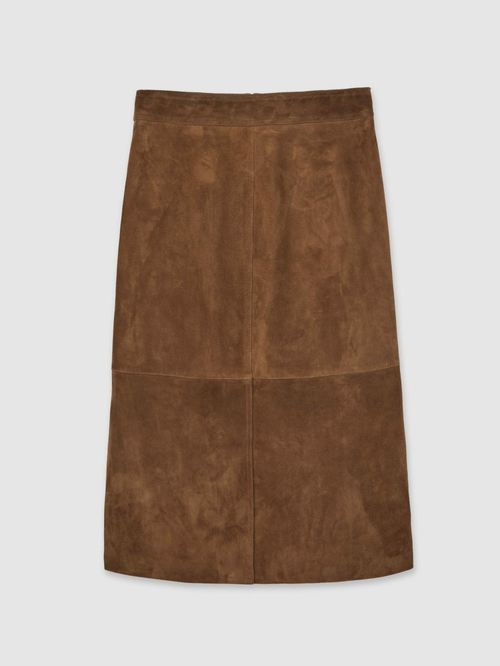 Suede Straight-Fit Midi Skirt Tan Brown | Women