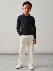 4-9 yrs Merino Wool Long-Sleeve Polo Shirt Navy | Children & Baby
