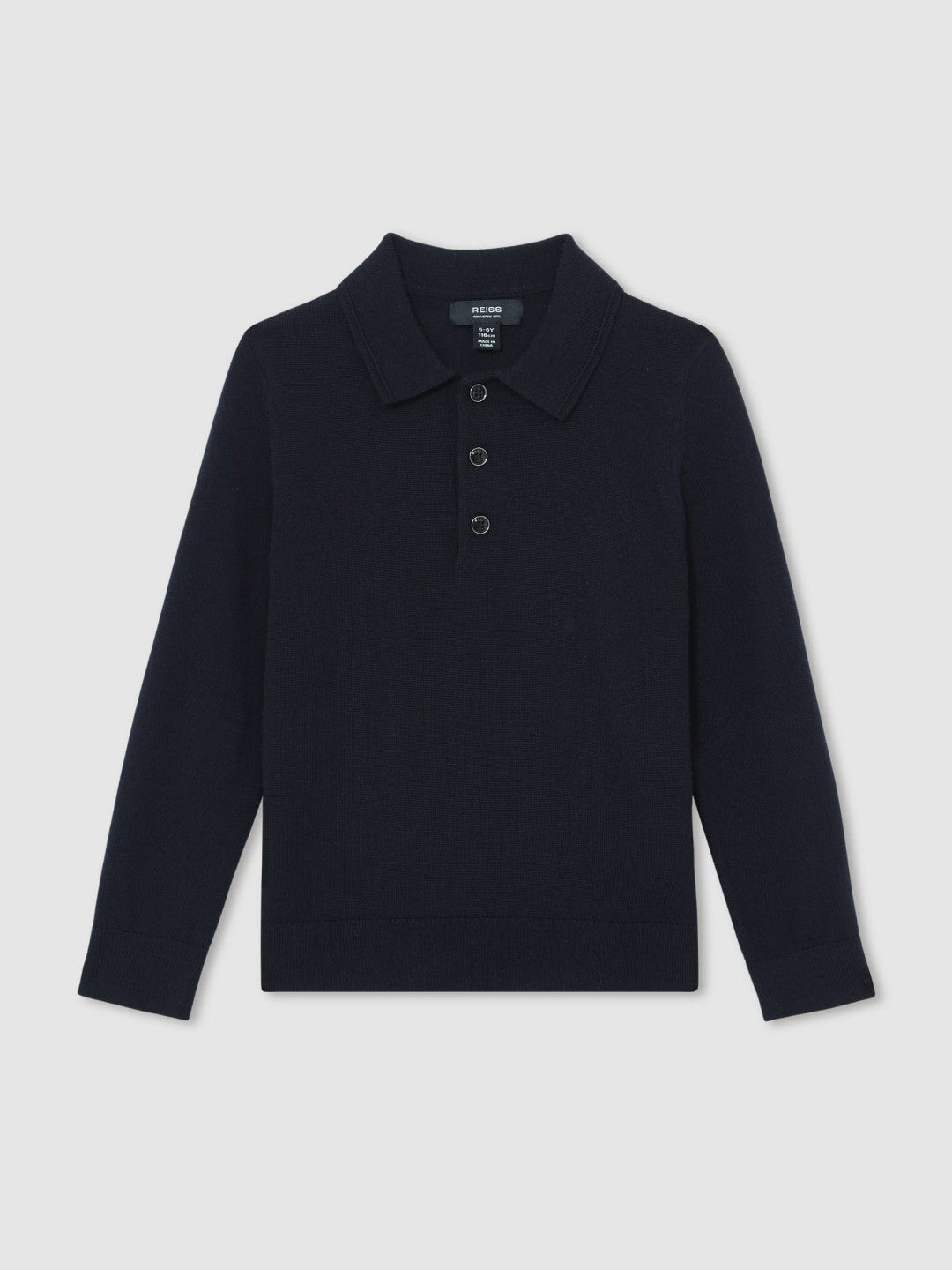 4-9 yrs Merino Wool Long-Sleeve Polo Shirt Navy | Children & Baby