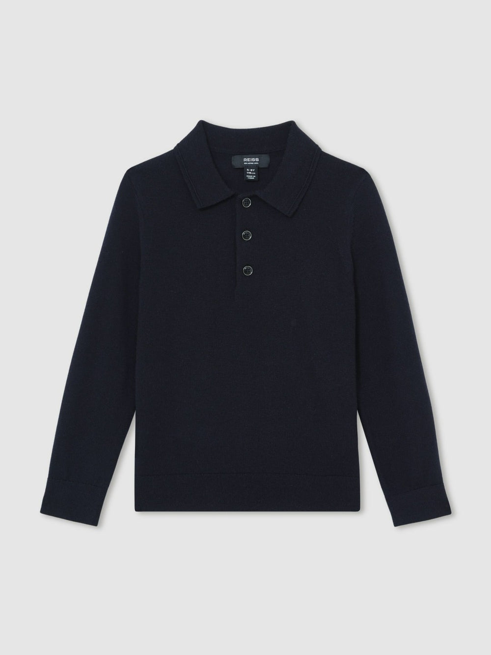 Merino Wool Long-Sleeve Polo Shirt Navy | Children & Baby