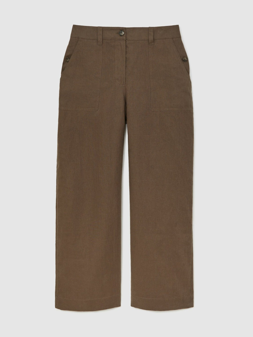 Petite Linen Wide Leg Trousers Chocolate Brown | Women