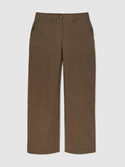 Petite Linen Wide Leg Trousers Chocolate Brown | Women